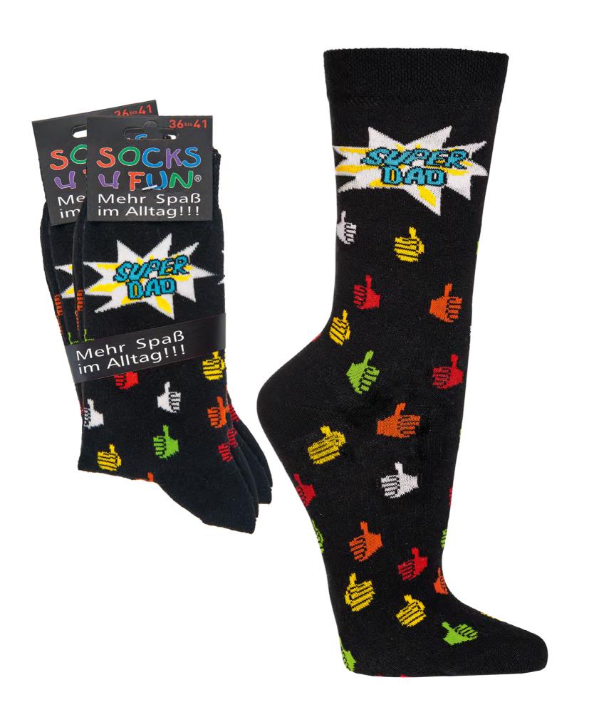 Socken mit Motiv Super Dad | 2 Paar