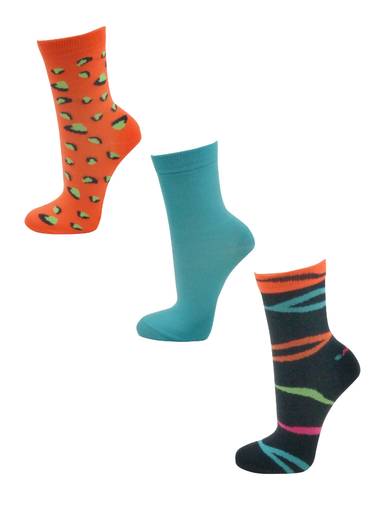Mädchensocken mit Neon Safari Muster | 3 Paar