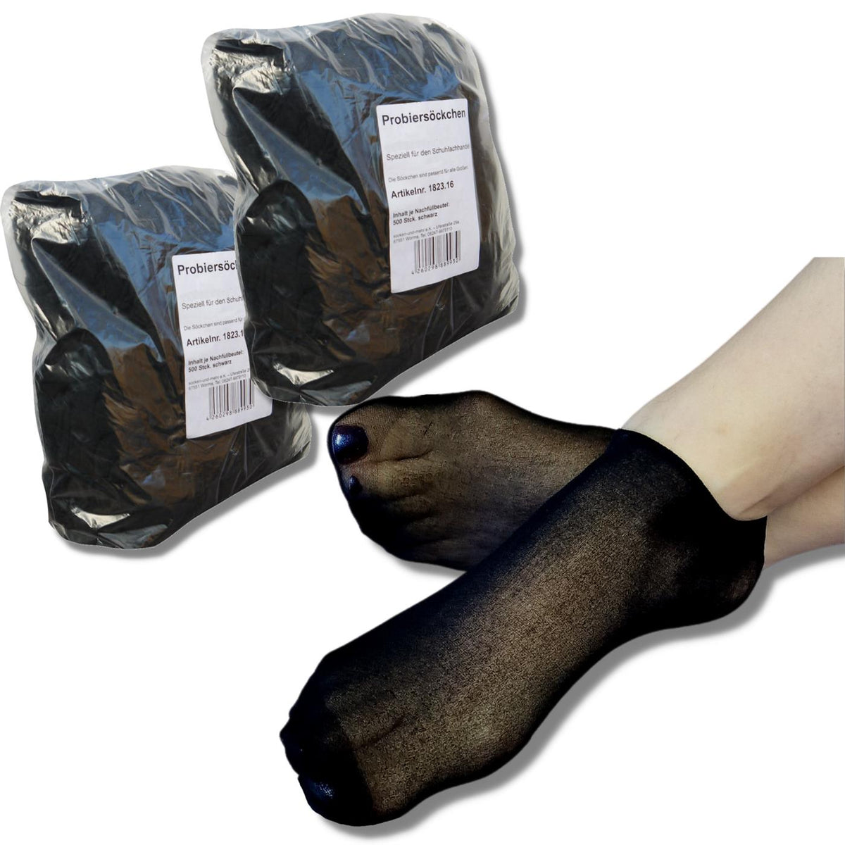Bentini Probierstrümpfe | Probiersocken im Nachfüllbeutel | schwarz