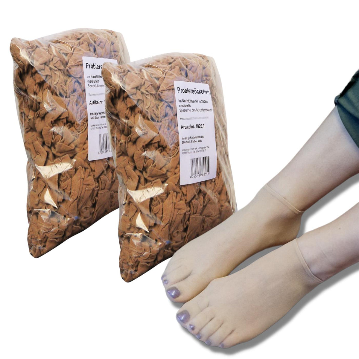 Bentini Probierstrümpfe | Probiersocken im Nachfüllbeutel | natur