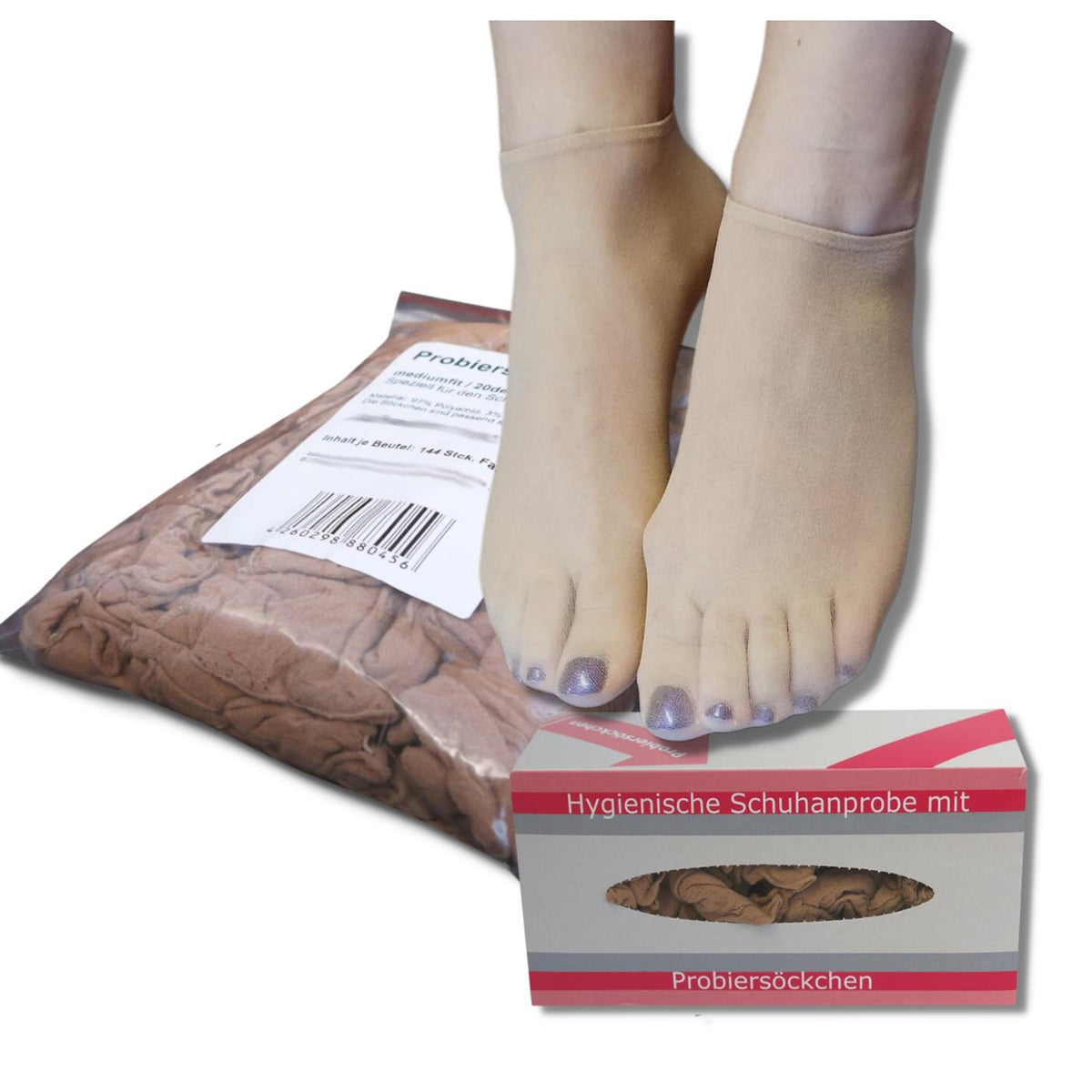 Bentini Probierstrümpfe | Probiersocken im Nachfüllbeutel | natur