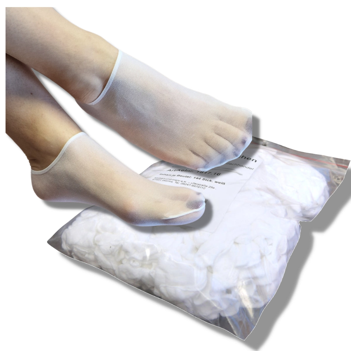 Probiersocken – hygienisch, praktisch, gut - für den Fachhandel! weiß | 144 Stück
