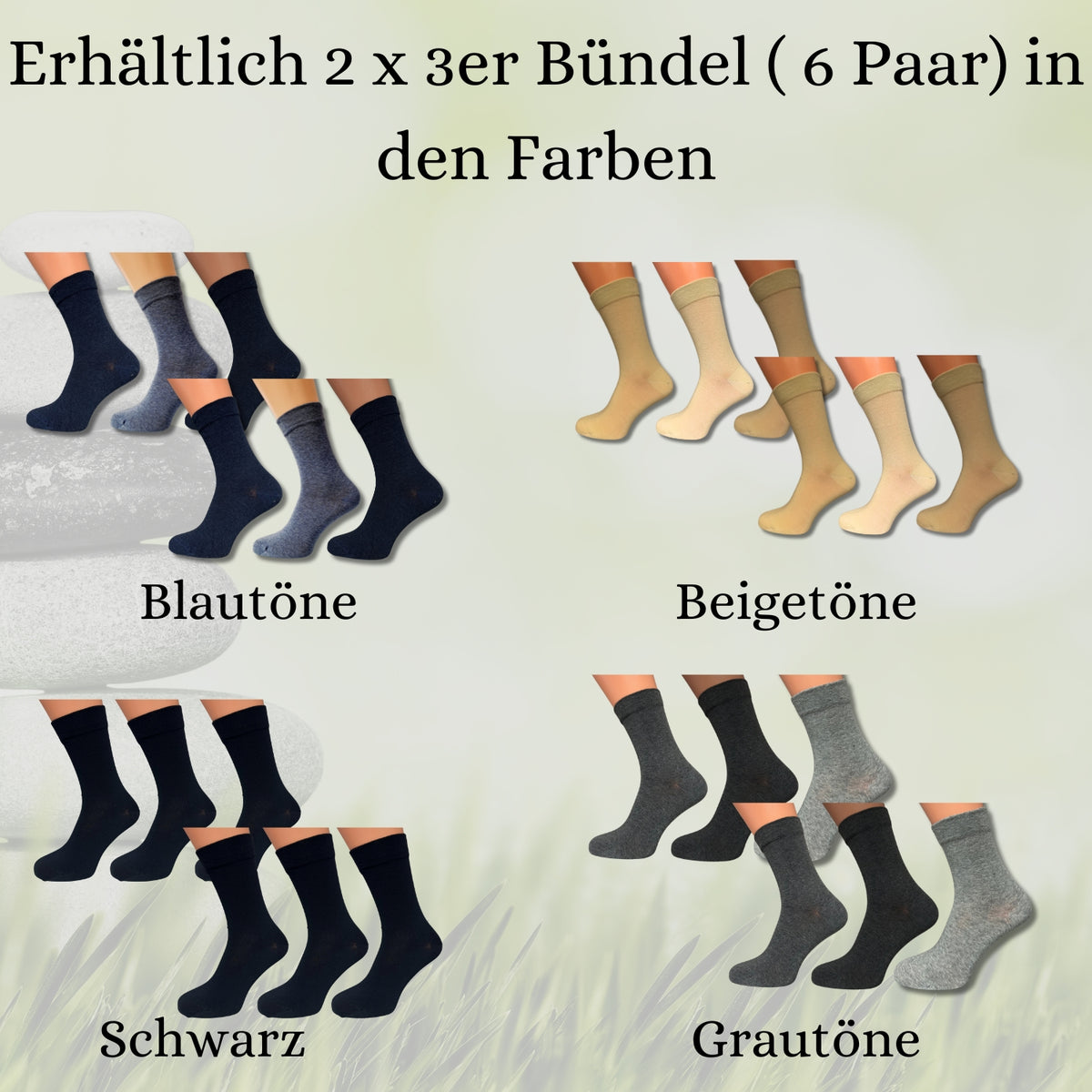 Diabetikersocken mit extra weitem Schaft | 6 Paar