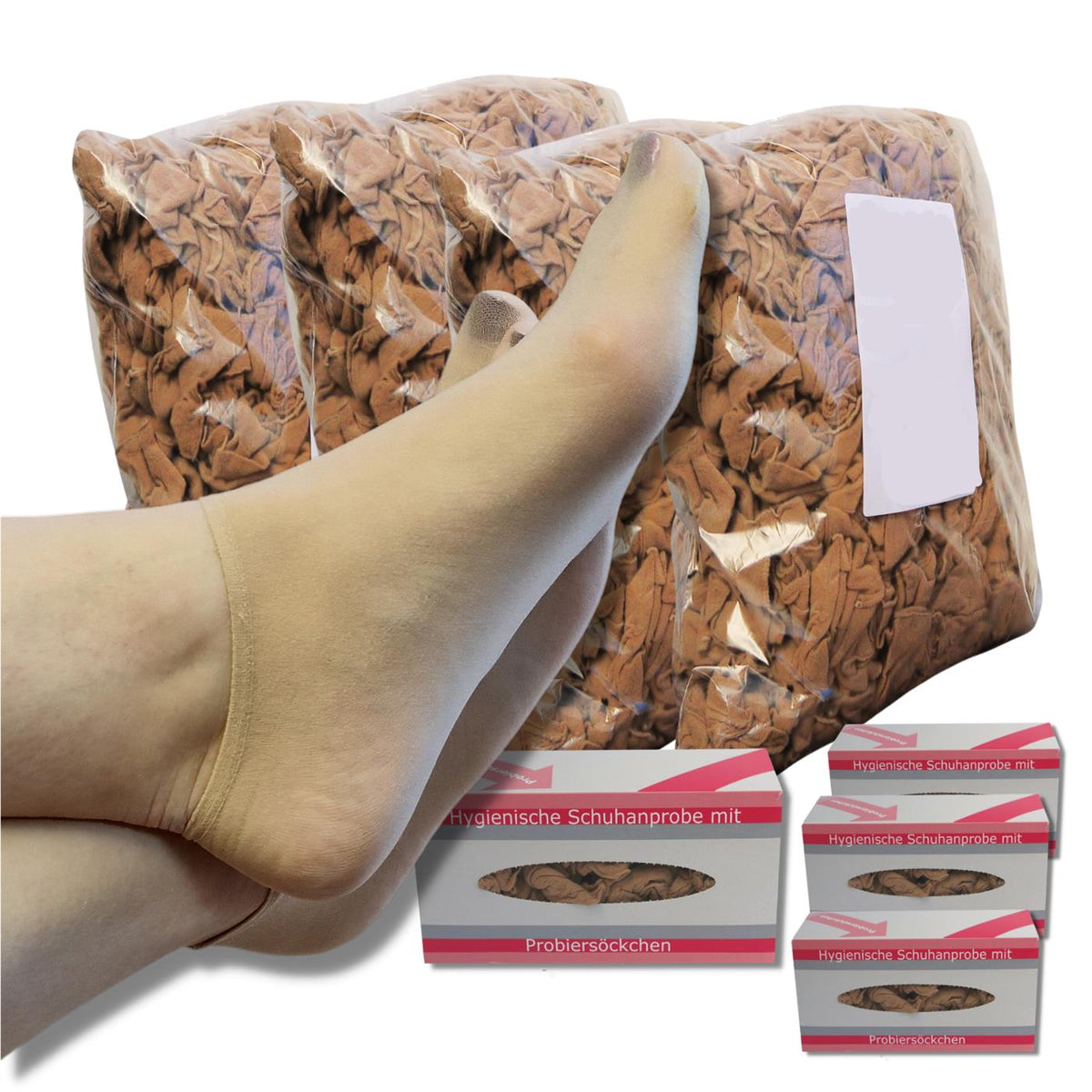 Bentini Probierstrümpfe | Probiersocken im Nachfüllbeutel | natur