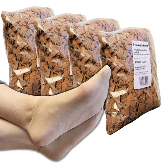 Probiersocken – hygienisch verpackt für den Fachhandel hautfarben | 2000 Stck.