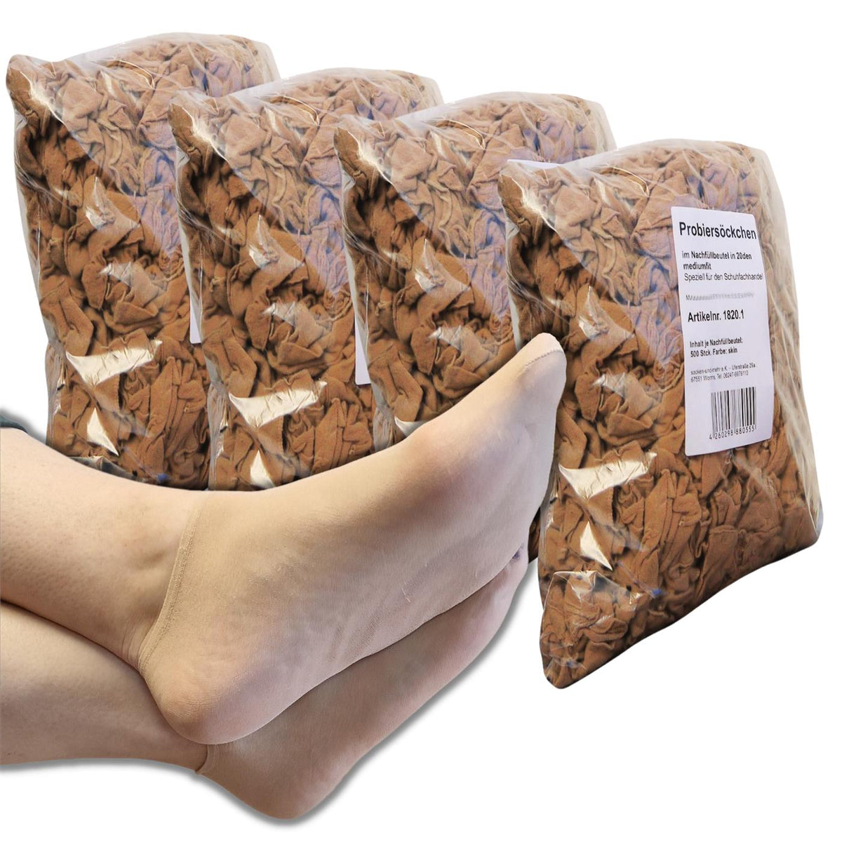 Bentini Probierstrümpfe | Probiersocken im Nachfüllbeutel | natur