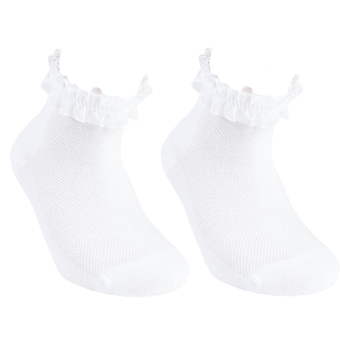 Weiße Kindersocken mit Rüschen | 3 Paar