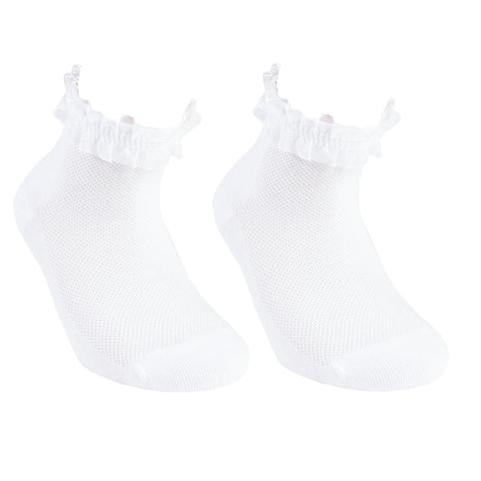 Weiße Kindersocken mit Rüschen | 3 Paar