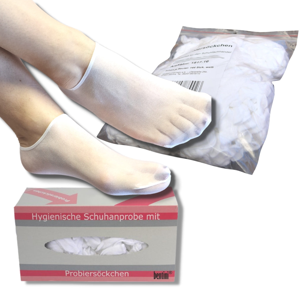 500 Probiersocken, 1 Lösung – hygienisch & griffbereit weiß
