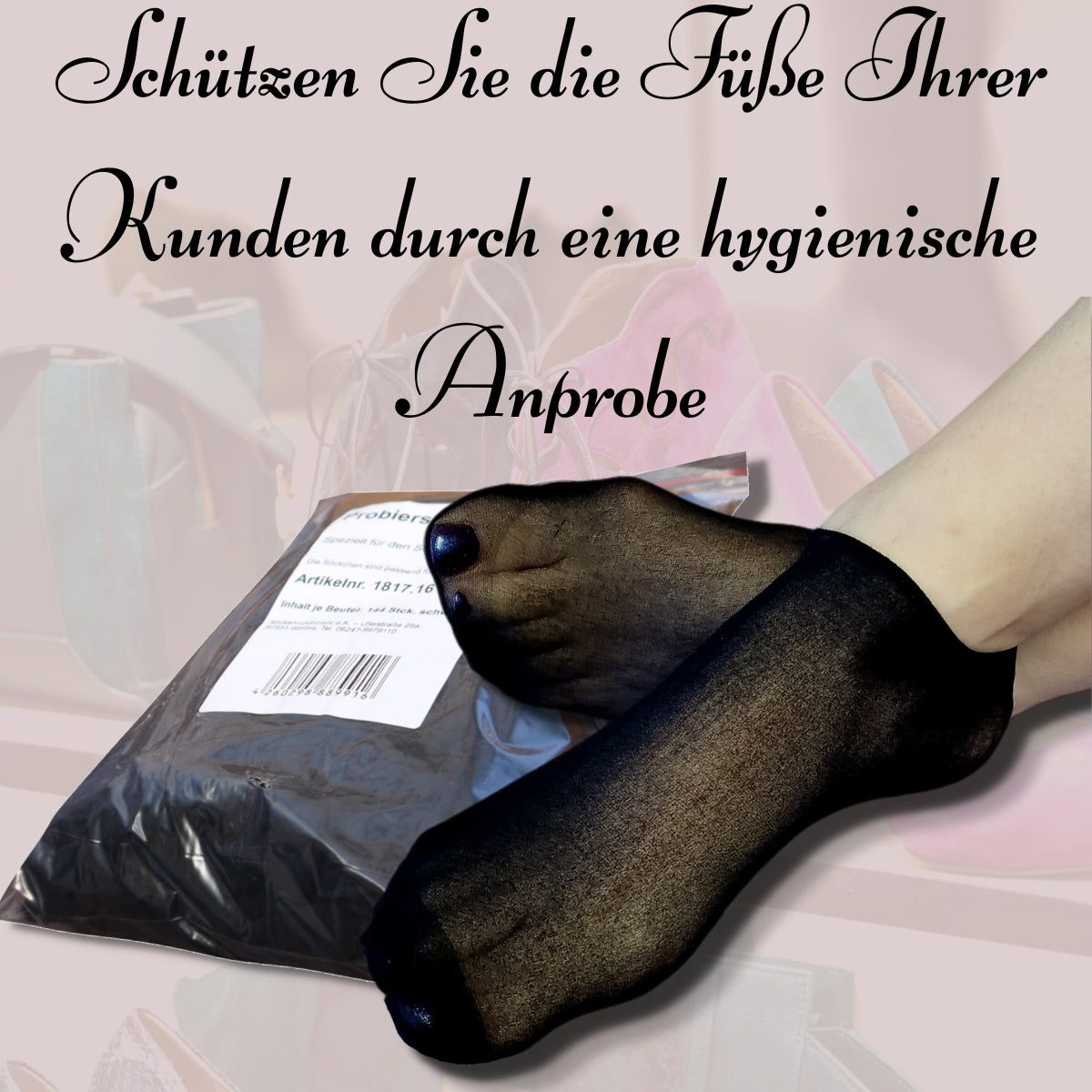 Bentini® Probierstrümpfe schwarz mit Spenderbox | 144 Stck.
