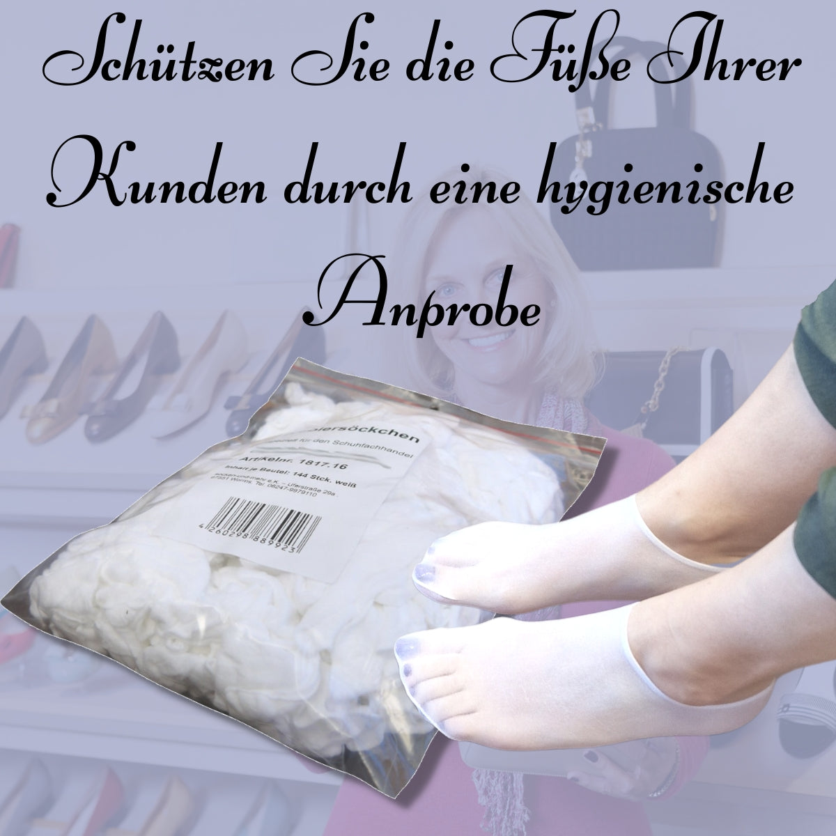500 Probiersocken, 1 Lösung – hygienisch & griffbereit weiß