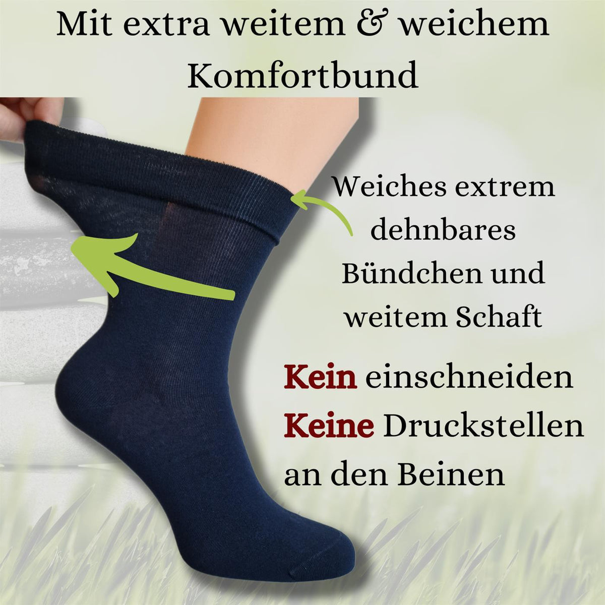 Diabetikersocken mit extra weitem Schaft | 6 Paar