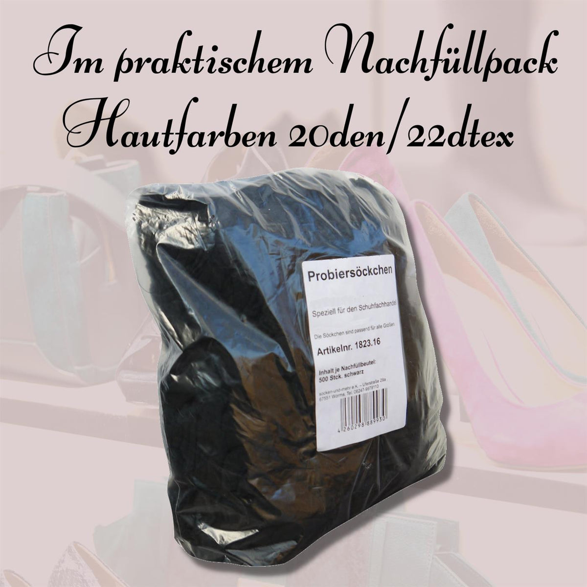Bentini Probierstrümpfe | Probiersocken im Nachfüllbeutel | schwarz