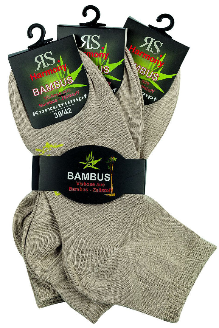 Bambus Kurzschaftsocken im 3er Pack beige