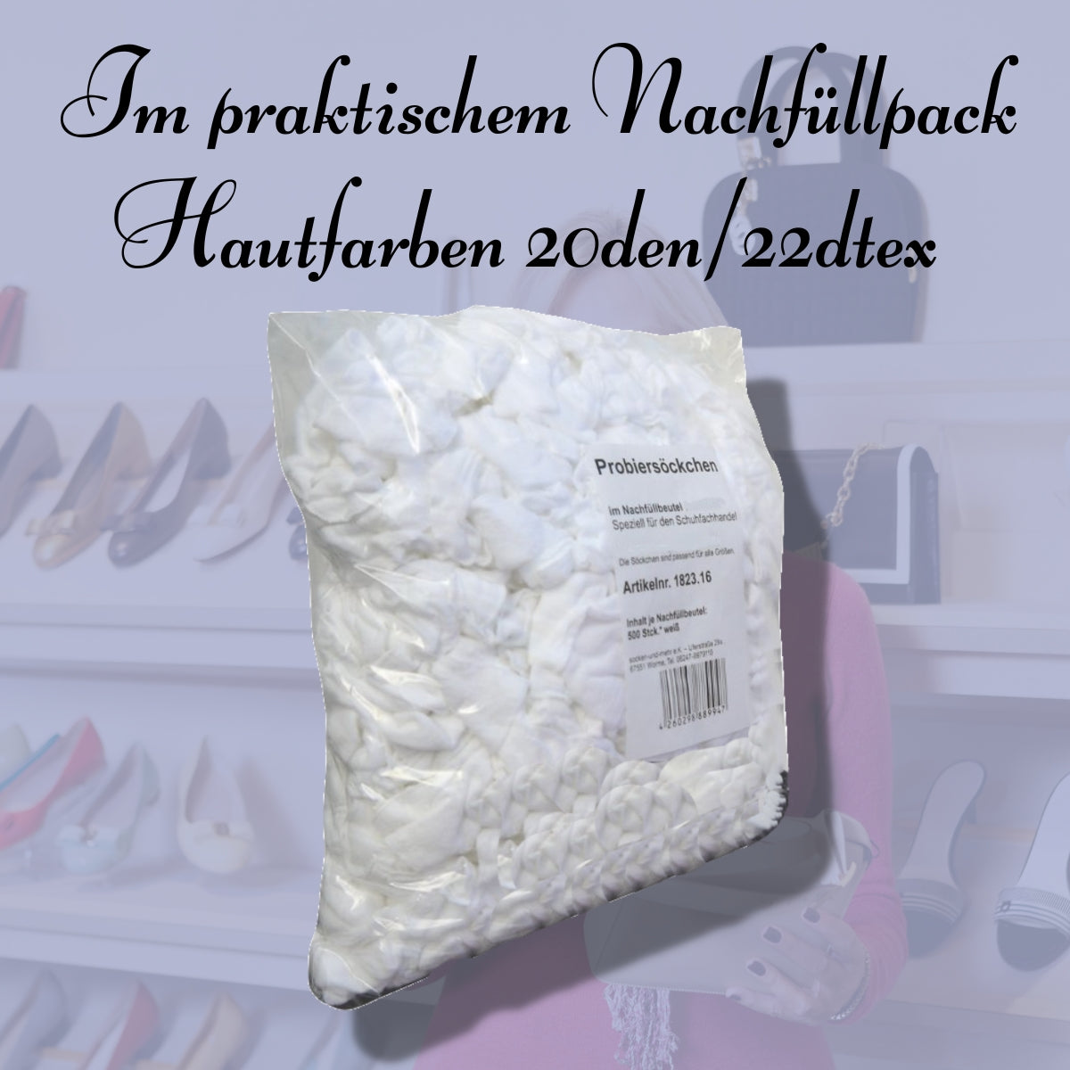 500 Probiersocken, 1 Lösung – hygienisch & griffbereit weiß