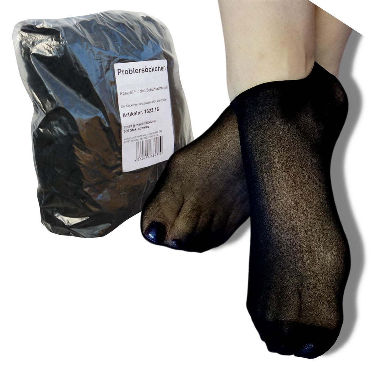 Bentini Probierstrümpfe | Probiersocken im Nachfüllbeutel | schwarz