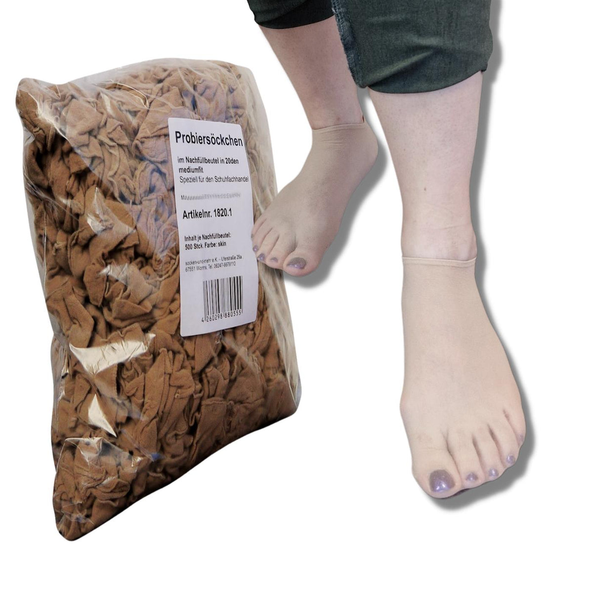 Bentini Probierstrümpfe | Probiersocken im Nachfüllbeutel | natur