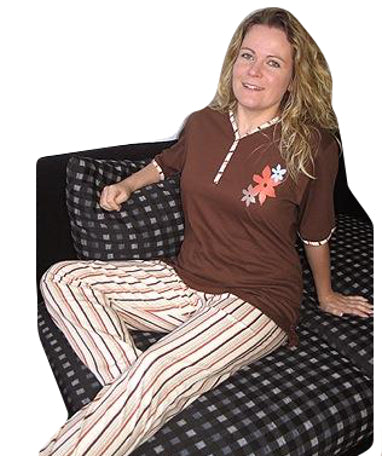 Damen Schlafanzug Kurzarm mit langer Hose