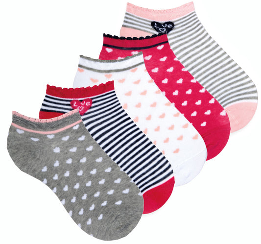 Mädchen Sneakersocke Ringel/Herzen | 5Paar