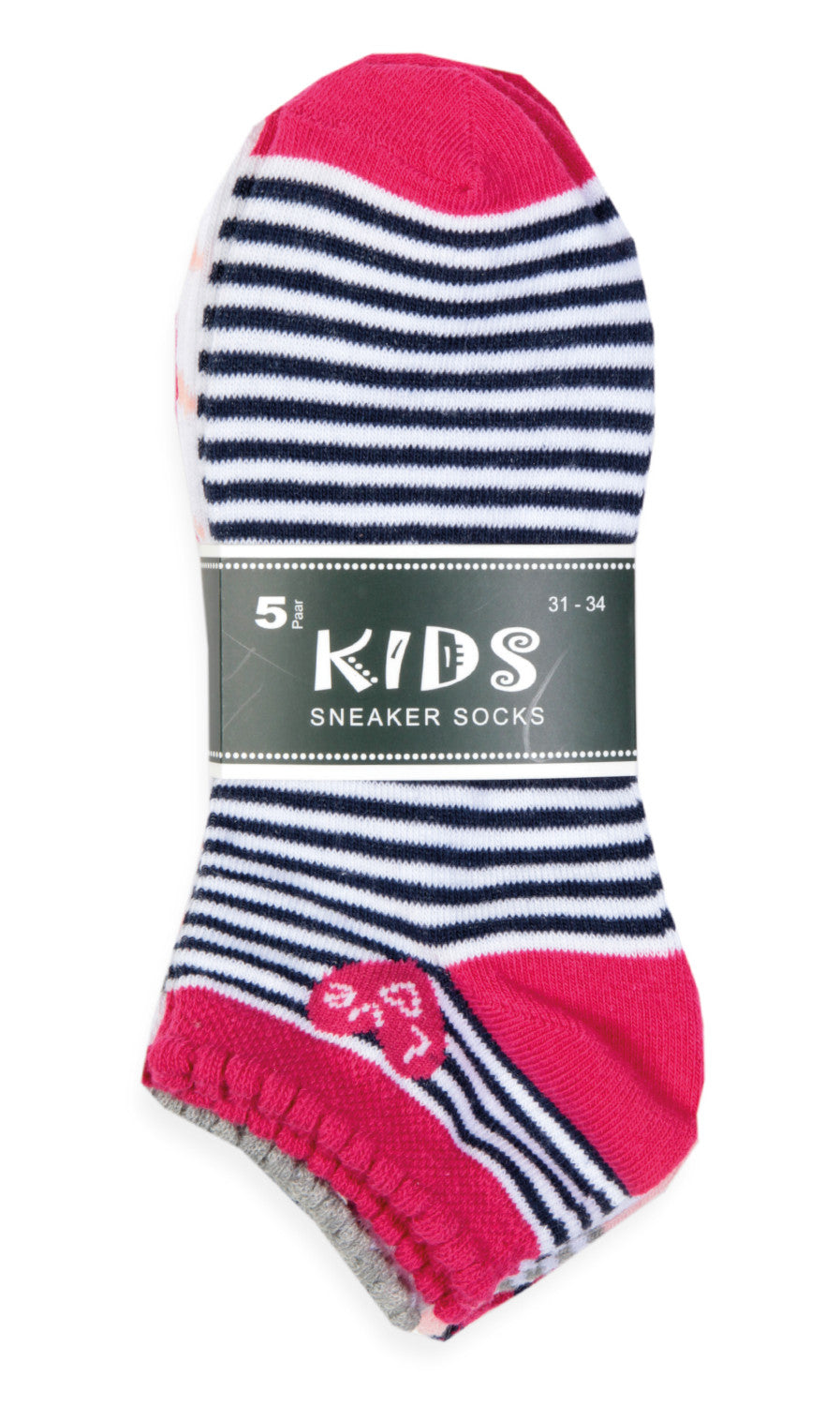 Mädchen Sneakersocke Ringel/Herzen | 5Paar
