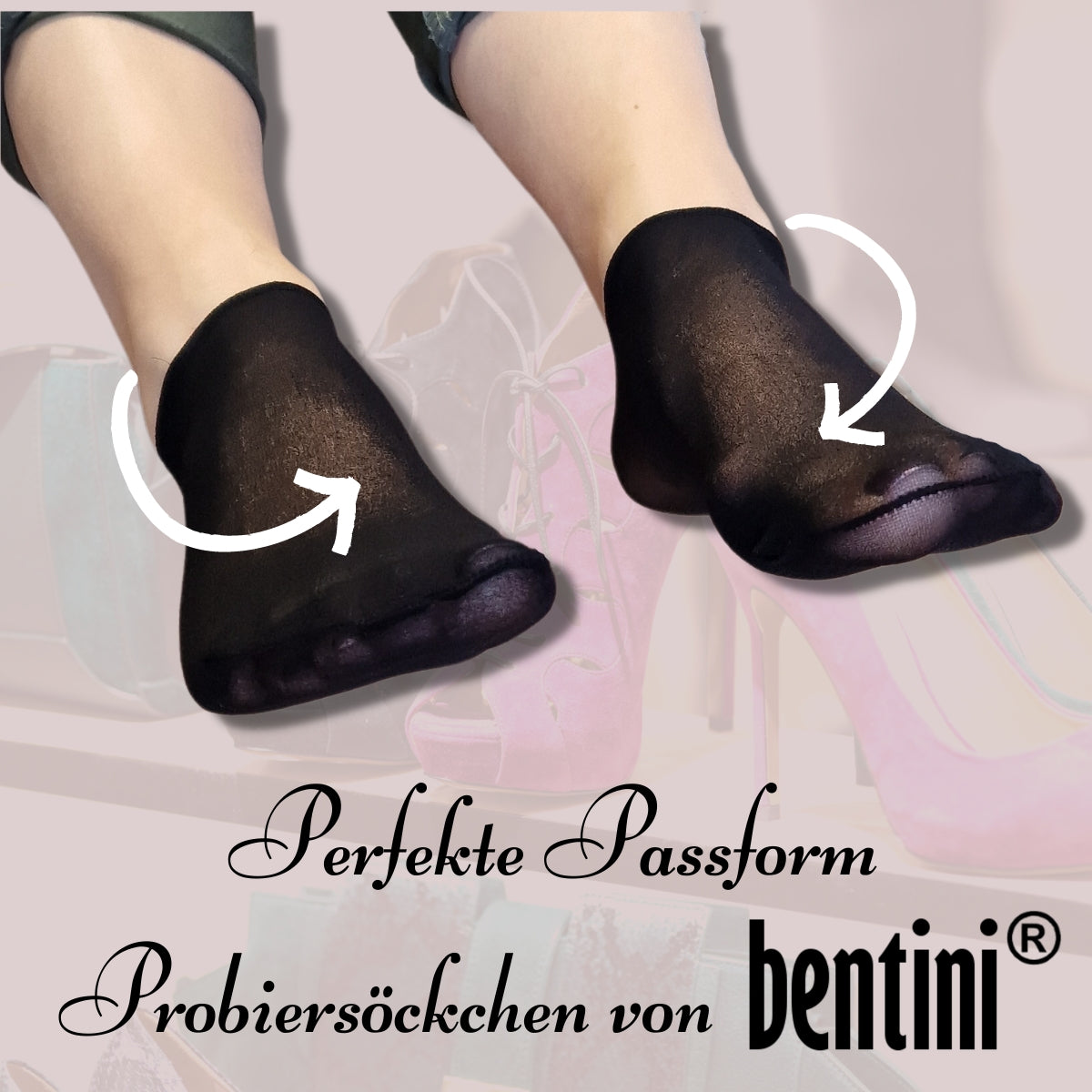 Bentini® Probierstrümpfe schwarz mit Spenderbox | 144 Stck.
