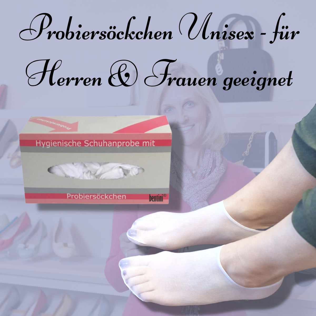 500 Probiersocken, 1 Lösung – hygienisch & griffbereit weiß