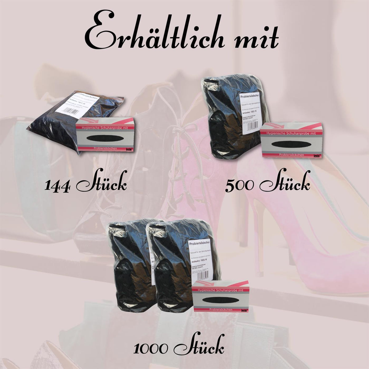 Bentini Probierstrümpfe | Probiersocken im Nachfüllbeutel | schwarz