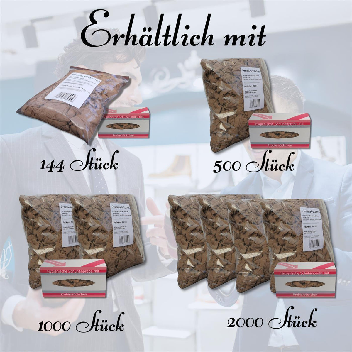 Bentini Probierstrümpfe | Probiersocken im Nachfüllbeutel | natur