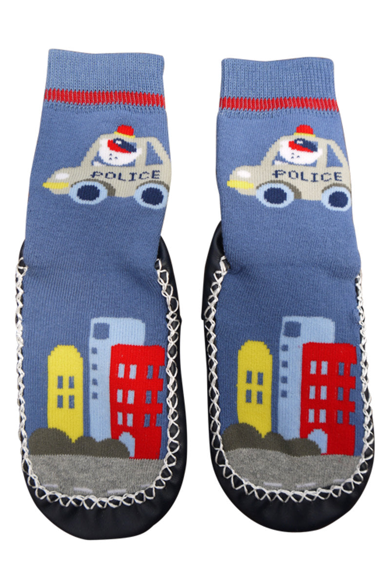 Hüttenschuhe mit Lederimitat-Sohle