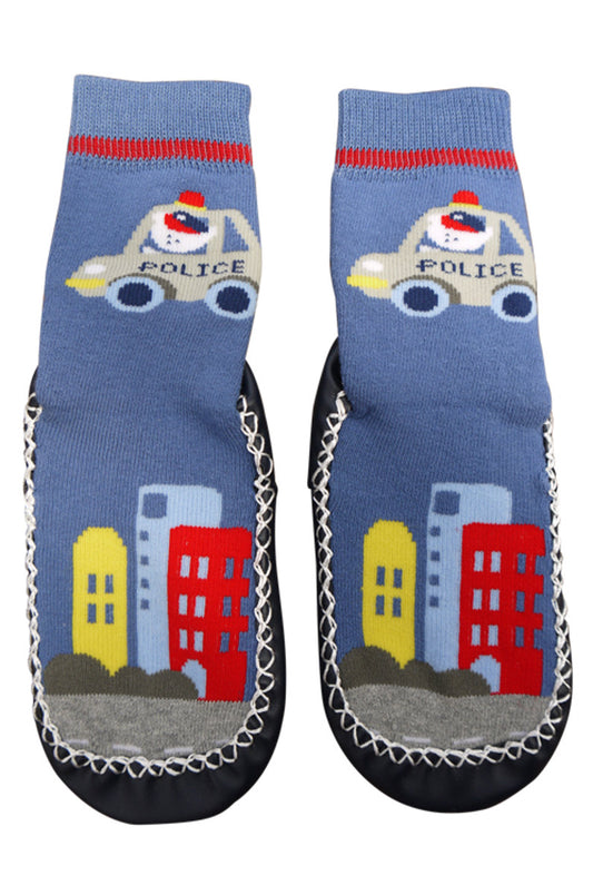 Hüttenschuhe mit Lederimitat-Sohle