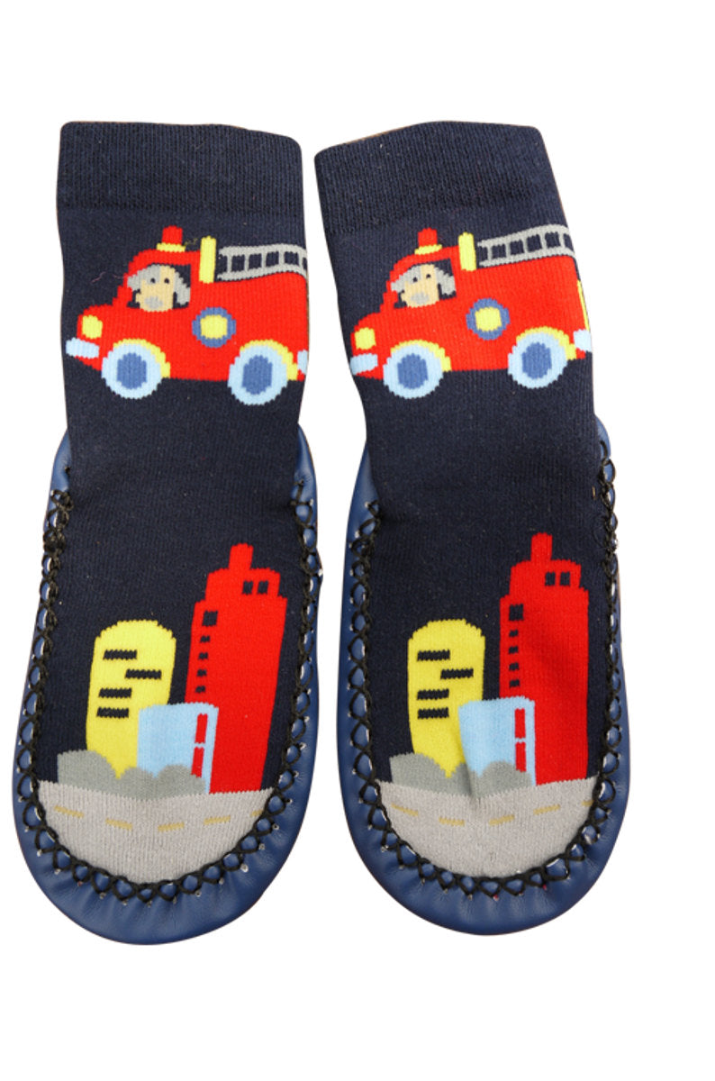 Hüttenschuhe mit Lederimitat-Sohle