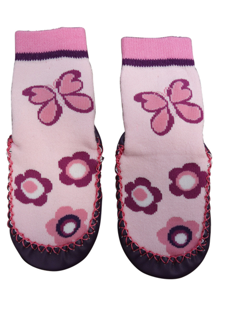Hüttenschuhe mit Lederimitat-Sohle