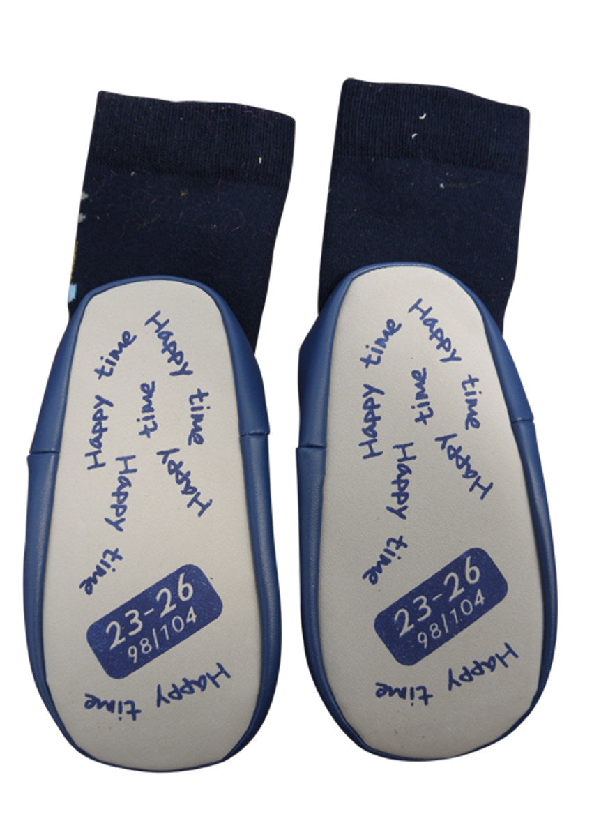 Hüttenschuhe mit Lederimitat-Sohle