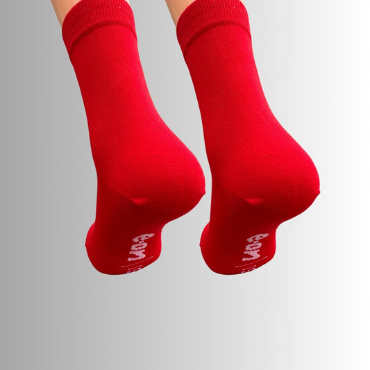 Socken mit eingestrickter Werbung