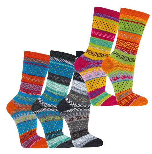 Bunte Hyggesocken mit Wolle | 2 Paar