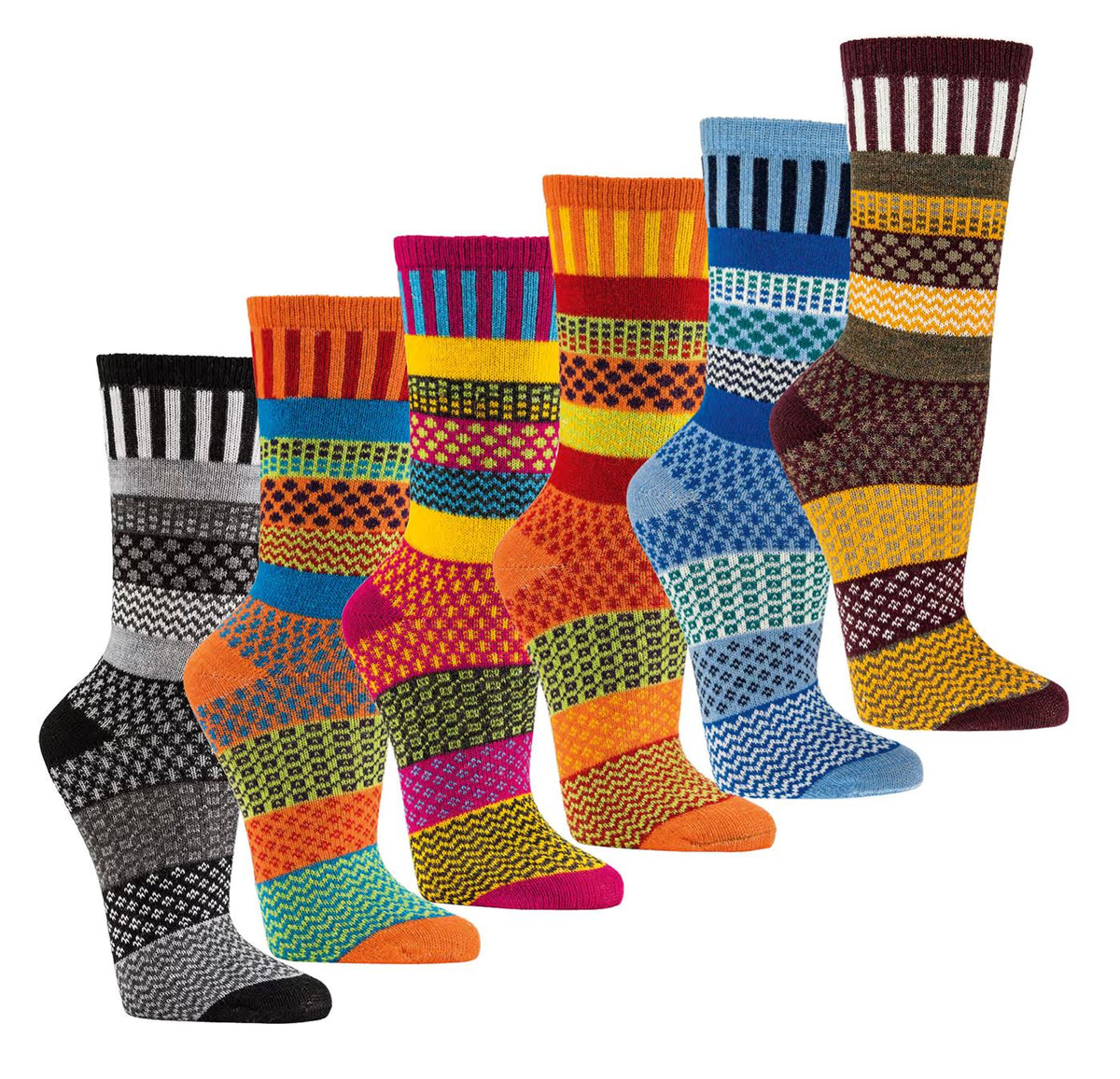Bunte Wollsocken gemustert