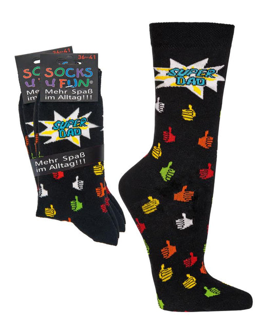 Socken mit Motiv Super Dad | 2 Paar