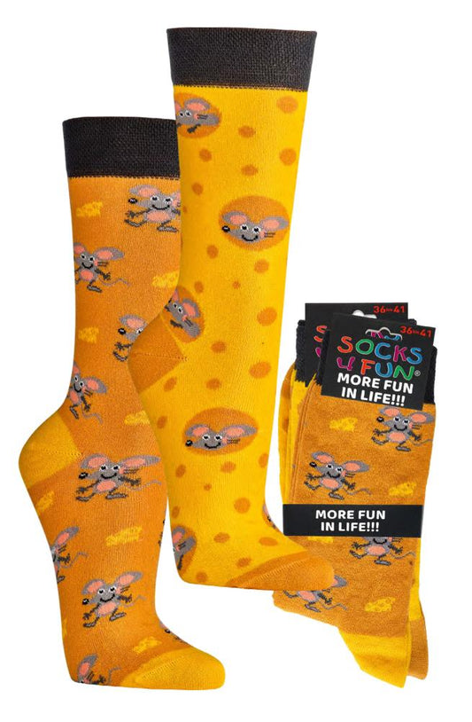 Witzige Socken Käsemaus | 2 Paar