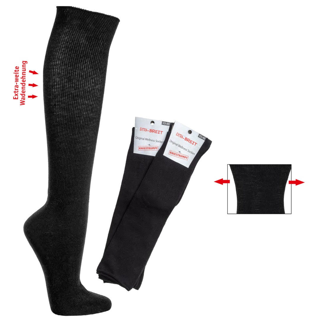Kniestrümpfe mit weitem Bund | 2Paar