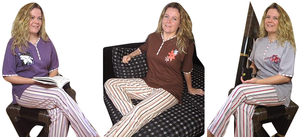 Damen Schlafanzug Kurzarm mit langer Hose