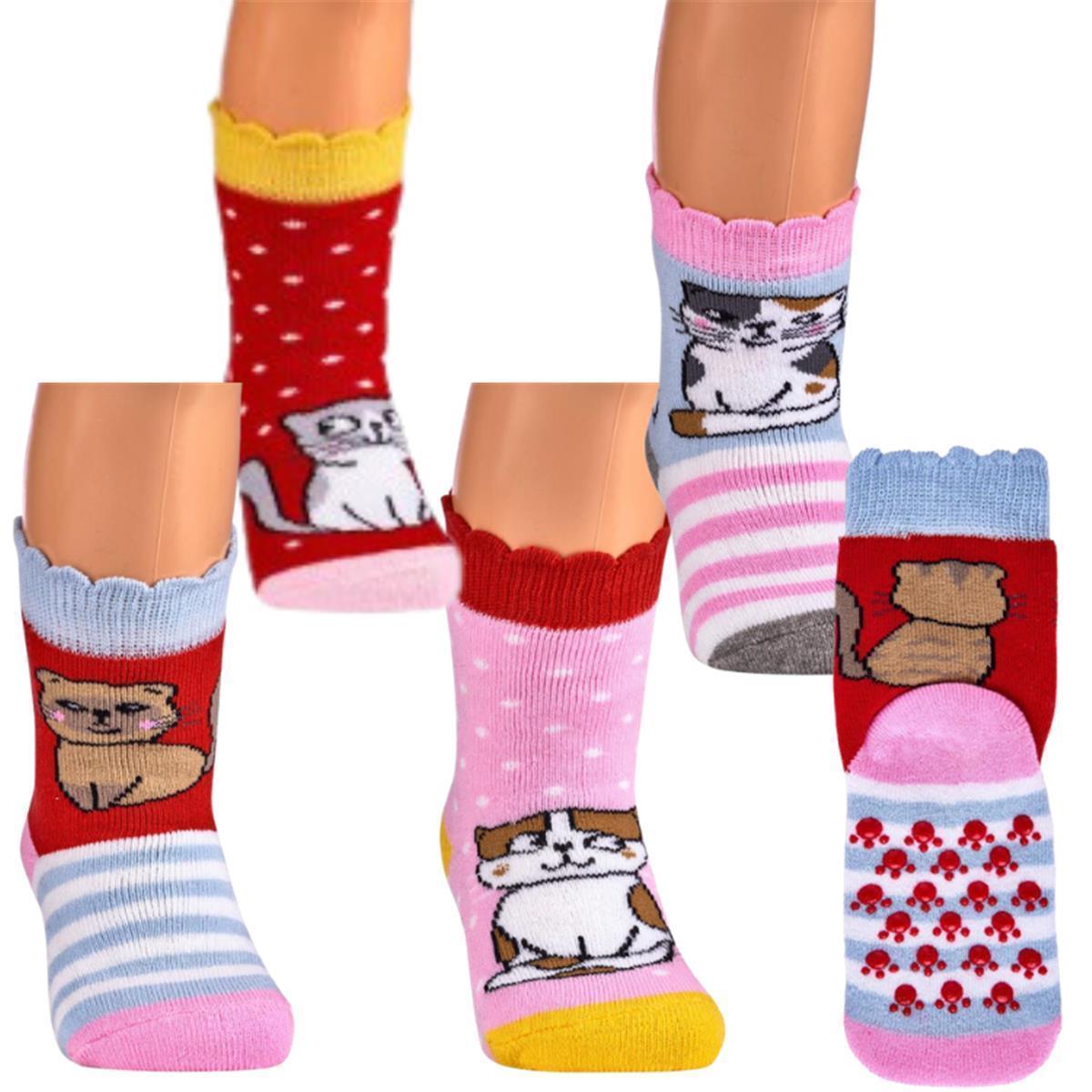 Babysocken mit ABS Noppen Kätzchen | 3 Paar