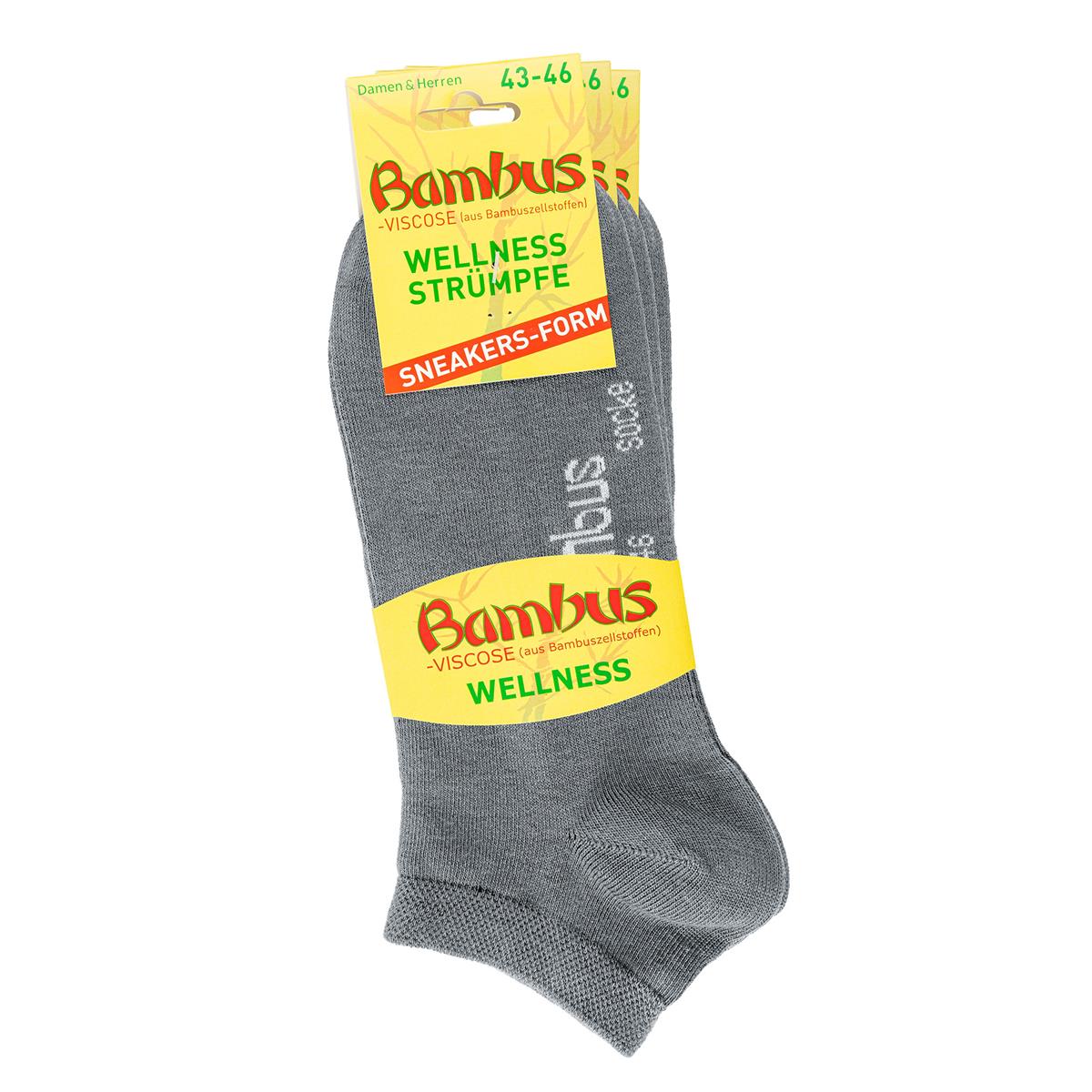 Sneaker Socken Bambus grau | 3,6 oder 12 Paar